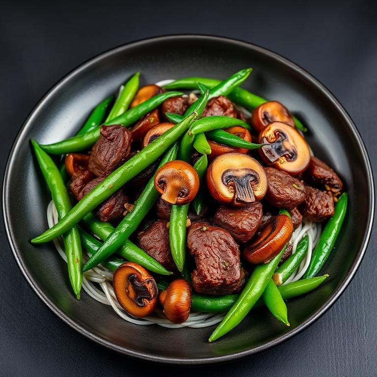 Beef with Snow Peas and Fresh Mushrooms