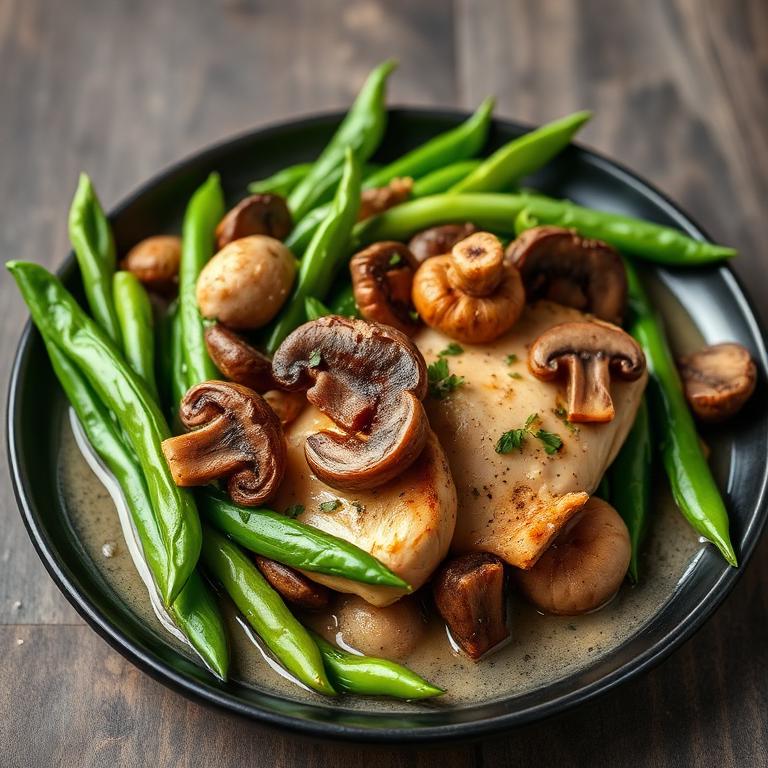 Chicken with Snow Peas and Fresh Mushrooms